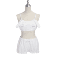 thumbnail image 1 of Women's Plush Bralette & Shorts Loungewear Set - White/Pink Winter Cozy Pajama Set, 1 of 1