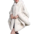thumbnail image 1 of Women's Plush Cardigan Faux Fur Comfy Soft Cloak Shawl Wraps Winter Poncho Oversized Cape For Evening Party (Free Size, White), 1 of 7