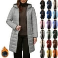 thumbnail image 1 of Women's Plush Cotton Winter Coat Thickened Winter Women's Solid Color Long-sleeved Hooded Fashion Padded Jacket (Available in Plus Size), 1 of 9