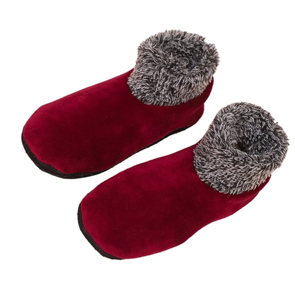 Women's Plush Cuffs Thermal Ankle Socks for Cold Weather Nonslip Grip Soles Floor Socks Thick Fleece Lined Slipper Socks