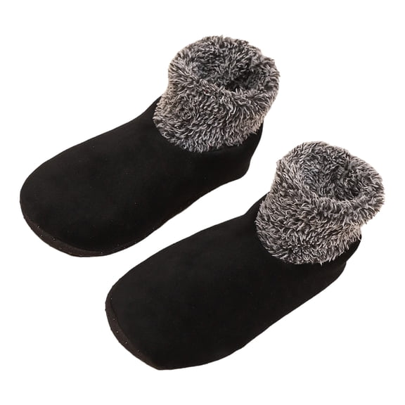 Women's Plush Cuffs Thermal Ankle Socks for Cold Weather Nonslip Grip Soles Floor Socks Thick Fleece Lined Slipper Socks