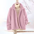 thumbnail image 1 of Women's Plush Fleece Jacket, Soft Warm Longline Coat, Solid Color Casual Outerwear, Relaxed Fit Comfortable Lounge Wear, Lightweight Thermal Winter Layer Pink M, 1 of 8