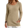 thumbnail image 1 of Women's Plush Fleece Pullover Sweater, Loose Fit Crewneck Long Sleeve Fuzzy Top, Soft Cozy Casual Sweatshirt for Fall Winter Daily Wear Khaki, 1 of 6