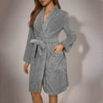 thumbnail image 1 of Women's Plush Fleece Robe Soft Cozy Bathrobe Lightweight Warm Sleepwear Housecoat Lounge Robe with Pockets Loungewear, 1 of 5
