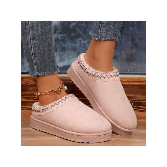 Women's Plush Fleece Slippers Boots with Fuzzy Lining - Warm & Comfortable Autumn Winter House Shoes