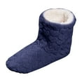 thumbnail image 1 of Women's Plush Floor Socks Slippers Indoor Warm Soft Sole Non Slip Barefoot Shoes Fluffy Slip On Mid Calf Boots Blue Size 7, 1 of 7