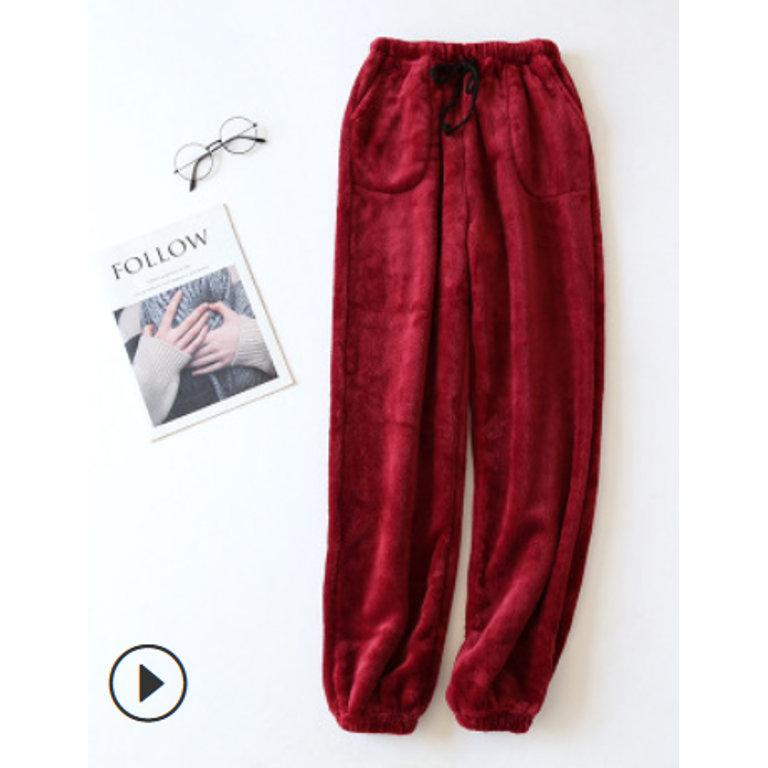 Women's Plush Fuzzy Pajama Pants Warm Cozy Pj Bottoms Drawstring Lounge  Pants Fleece Sweatpants Fluffy Sleepwear