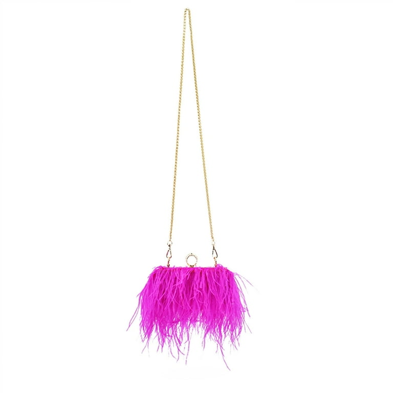  Luxury Ostrich Feather Evening Bags For Women Chain Shoulder  Crossbody Bag Tassel Party Clutch Purse Green Wedding Handbags (Pink) :  Clothing, Shoes & Jewelry
