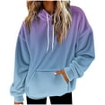 thumbnail image 1 of Women's Plush Hoodie Warmth Outfits Fashion Gradient Color Pullover Top Oversize Loose Drop Shoulder Hooded Sweatshirt Casual Long Sleeve Pocket Drawstring Hood, 1 of 1