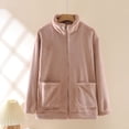 thumbnail image 1 of Women's Plush Pajama Crew Neck Long Sleeve Cute Bear Print Cardigan Flannel Thick Thermal Home Wear With Pockets (L, Pink-A), 1 of 3