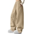 thumbnail image 1 of Women's Plush Pajama Pants High Waist Wide Leg Pant Winter Soft Comfy Warm Fuzzy Fluffy Lounge Sleepwear with Pockets, 1 of 8