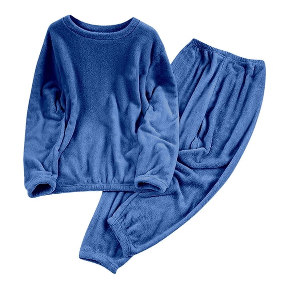 Women's Plush Pajama Sets, Pullover Crewneck Fuzzy Pjs Tops & Long Pants Fleece Soft Warm Winter 2 Piece Sleepwear