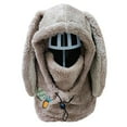 thumbnail image 1 of Women's Plush Rabbit Ear Hooded Scarf Combo, Full Head and Neck Coverage Winter Hat with Ear Flaps, Warm Fleece Lined Cap for Extreme Cold Weather, Outdoor Sports and Daily Winter Wear Beige, 1 of 4