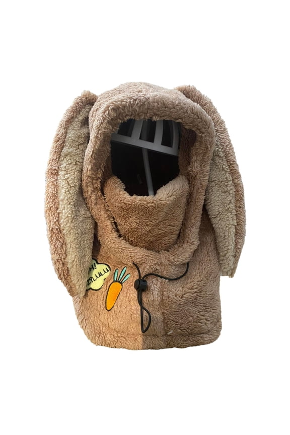 Women's Plush Rabbit Ear Hooded Scarf Combo, Full Head and Neck Coverage Winter Hat with Ear Flaps, Warm Fleece Lined Cap for Extreme Cold Weather, Outdoor Sports and Daily Winter Wear Khaki