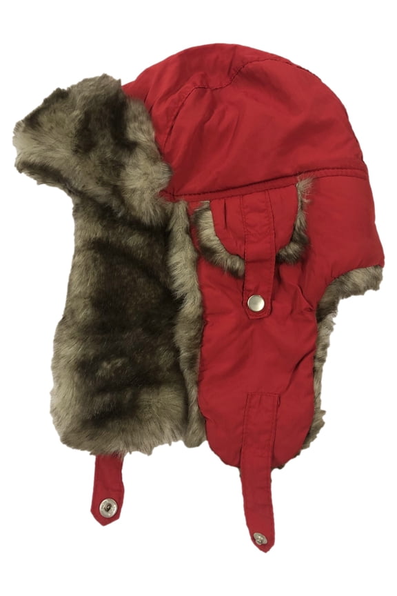 Women's Plush Red & Plush Brown Trapper Hat