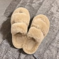 thumbnail image 1 of Women's Plush Slippers Soft Shoes Non Slip House Shoes Warm, Fashion with Two Band Open Toe Slides, Fuzzy for Girls Lady Women Indoor Outdoor 35, 1 of 8