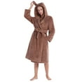 thumbnail image 1 of Women's Plush Soft Robe Fluffy Warm Fleece Hoodie with Pockets Bathrobe House Coat, 1 of 8