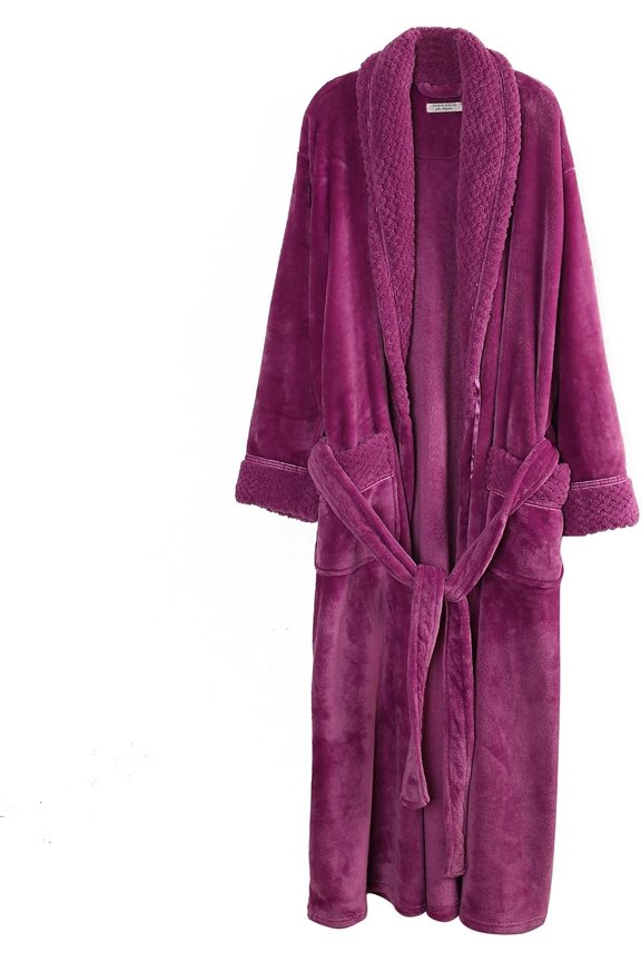 Women's Plush Soft Warm Fleece Bathrobe Robe RH1591