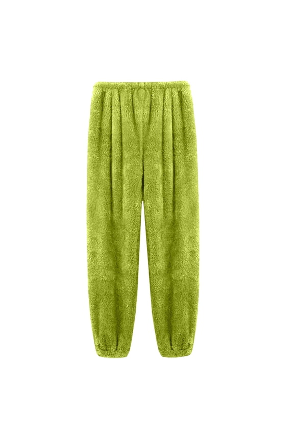 Women's Plush Tapered Pants Fashionable Ladies Ladies Loose Cuffed Green XL