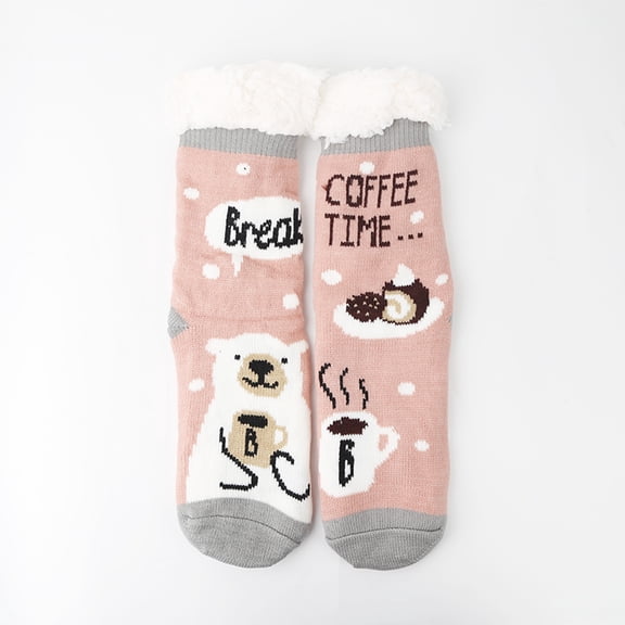 Women's Plush Winter Socks, Thermal Lined with Anti-Slip Dots, A Thoughtful Gift Idea US 6 to 11