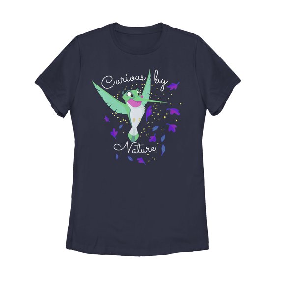 Women's Pocahontas Curious Flit  Graphic Tee Navy Blue Small