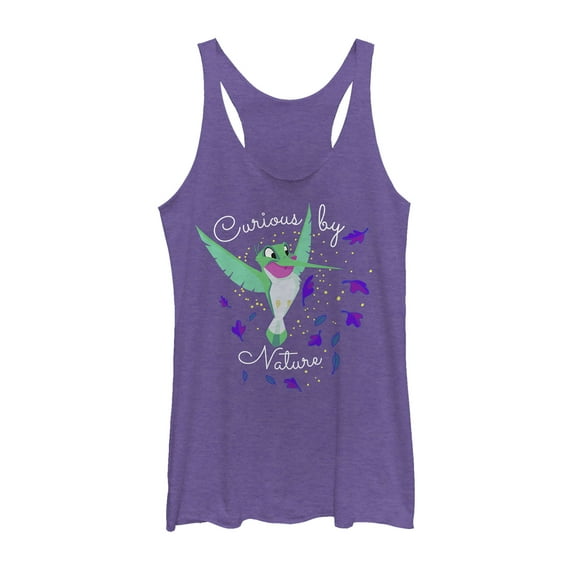 Women's Pocahontas Curious Flit Racerback Tank Top Purple Heather Large