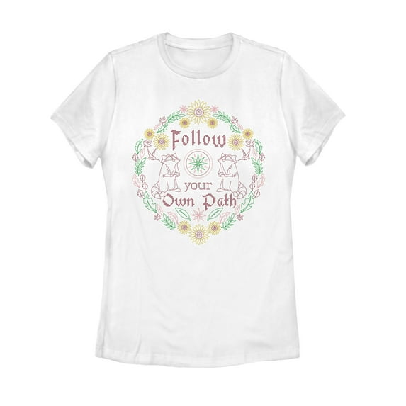 Women's Pocahontas Follow Path Stitch Graphic Tee White Small