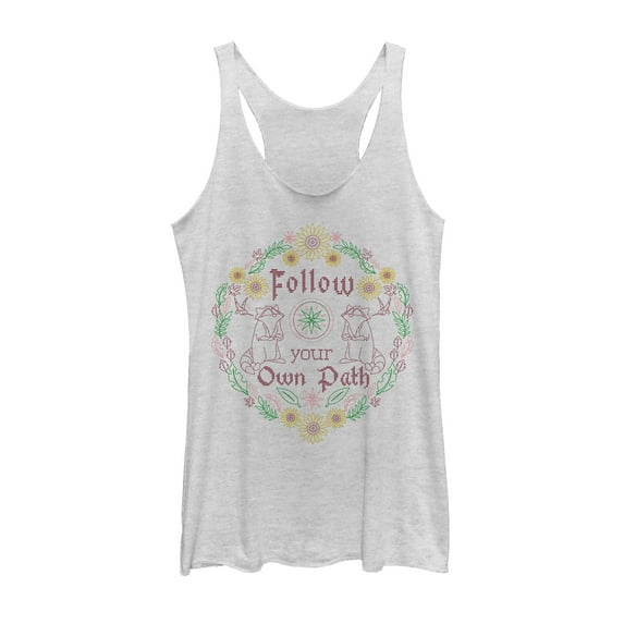 Women's Pocahontas Follow Path Stitch Racerback Tank Top White Heather X Large