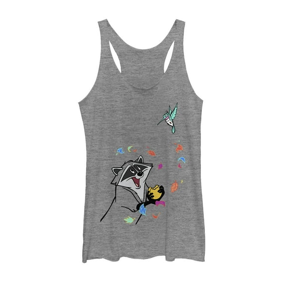 Women's Pocahontas Meeko & Flit Game Racerback Tank Top Gray Heather X Large