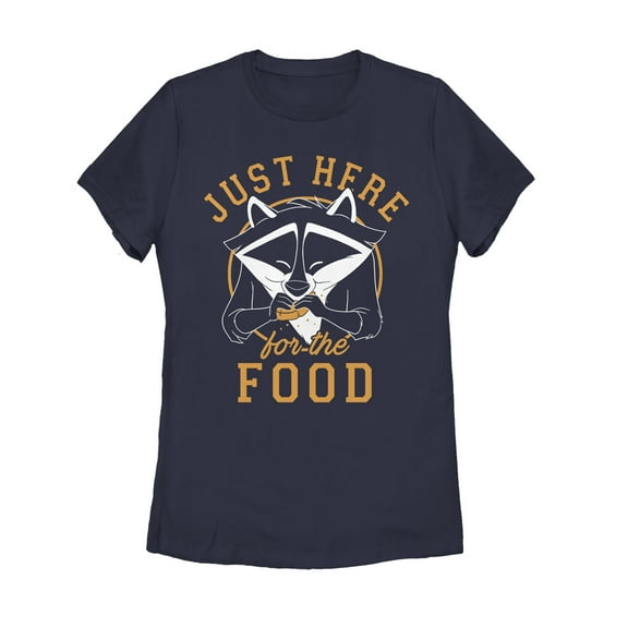 Women's Pocahontas Meeko Here For Food Graphic Tee Navy Blue Small