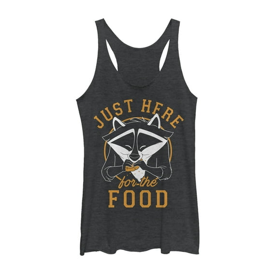 Women's Pocahontas Meeko Here For Food Racerback Tank Top Black Heather 2X Large