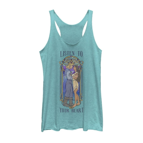 Women's Pocahontas Stained Glass Frame Racerback Tank Top Tahiti Blue X Small