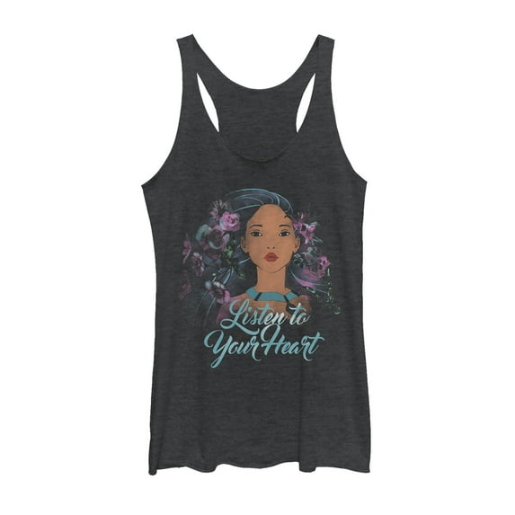 Women's Pocahontas Watercolor Wind Racerback Tank Top Black Heather Medium