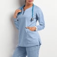 thumbnail image 1 of Women's  Pocket Notch Neck Scrub Top Women,Womens Scrubs,Scrubs for Women,Scrub Top,Nursing Scrubs-Light Blue XL, 1 of 5