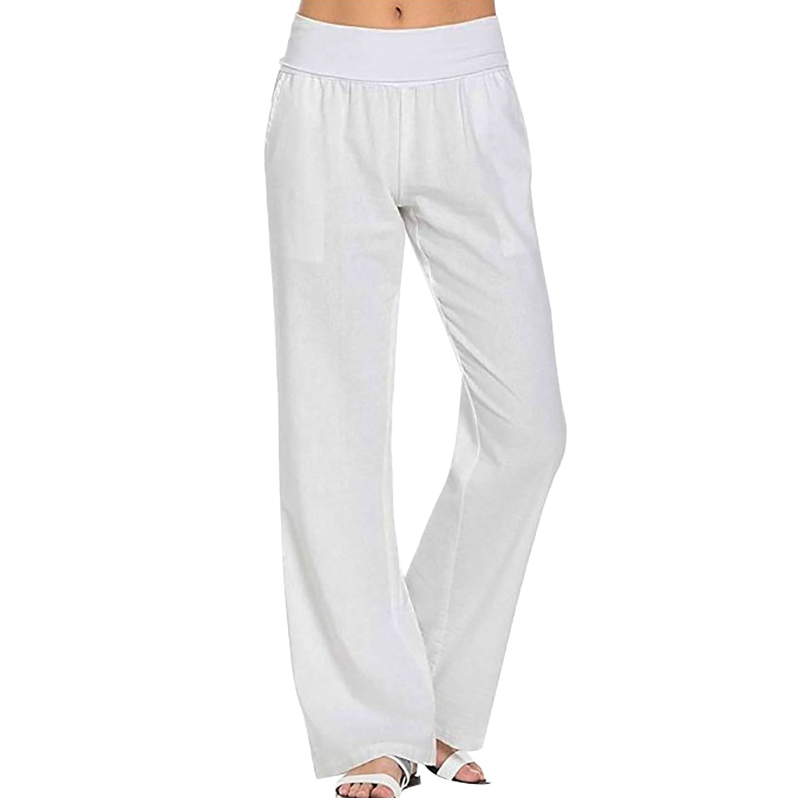 Women's Pocket Solid Color Cotton Linen Fashion Drawstring Loose Casual