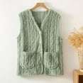 thumbnail image 1 of Women's Pocketed Fleece Sleeveless Jacket Vest Short Winter Button Front Solid Color, 1 of 7