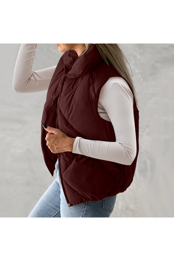 Women's Pockets Full Zip Long Sleeve Quilted Jacket Short Vest Coats Women down Jacket with Hood Ladies Winter Jacket Juniors Coats Women Lightweight Coats And Jackets Thick Coats for Women Way Women