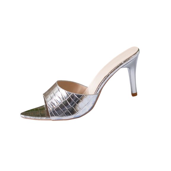Women's Pointed Open Toe Stilettos Heel Slide Sandals Comfortable Slingback Slip On High Heel Dress Shoes for Wedding Prom Party