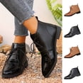 thumbnail image 1 of Women's Pointed Toe Ankle Booties Front Lace up Medium Block Heel Fall Winter Fashion Dress Boots Casual Short Boots Brown 9(43), 1 of 9