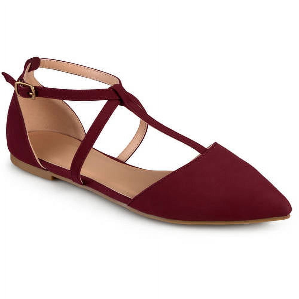 Women's Pointed Toe Ankle Wrap T-strap D'orsay Flats