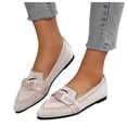thumbnail image 1 of Women's Pointed Toe Ballet Flats Shoes Comfortable Slip On Casual Dress Loafers Non Slip Work Flats Office Barefoot Shoes White Size 6, 1 of 8