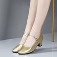 thumbnail image 1 of Women's Pointed Toe Block Heel Mary Jane Pumps Shoes Womens Latin Ballroom Dance Shoes Closed Toe Ankle Strap Party Shoes, 1 of 9