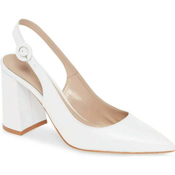 Women's Pointed Toe Block Heel Pumps Slingback Chunky Heel Slip On Work Party Dress Shoes