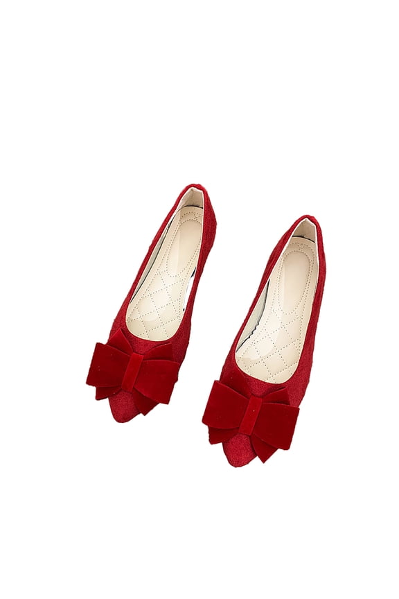 Women's Pointed Toe Bow Ballet Flats Classic Slip On Dress Shoes for Wedding Party Women Fashion Casual Solid Color Shallow Mouth Work Shoes