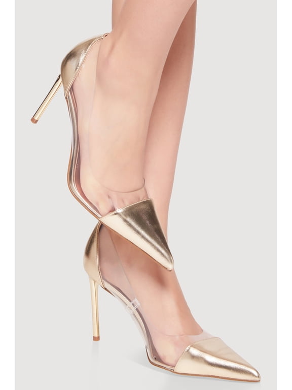 Women's Pointed Toe Clear Side Stiletto Pumps