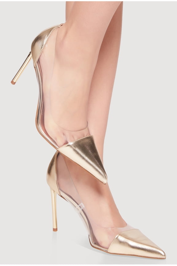 Women's Pointed Toe Clear Side Stiletto Pumps