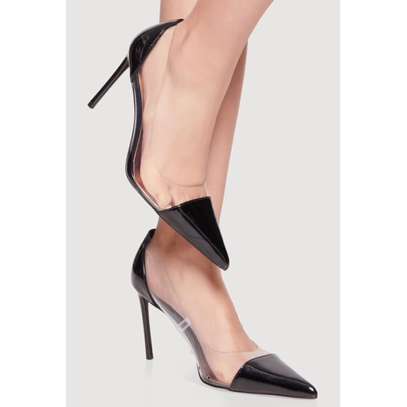 Women's Pointed Toe Clear Side Stiletto Pumps