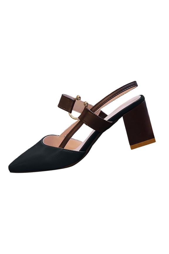 Women's Pointed Toe Closed Toe Chunky Heels Pumps, Elegant Strap Slingback Party Dress Shoes