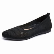 Womens Pointed Toe Crochet Knit Ballet Flats, Breathable Hollow Mesh Slip On Flat Shoes, Lightweight anti slip Casual Walking Work Dressy Loafers for Daily Office Travel Mom Shoes
