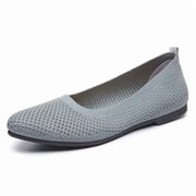 Women's Pointed Toe Crochet Knit Ballet Flats, Breathable Hollow Mesh Slip On Flat Shoes, Lightweight anti slip Casual Walking Work Dressy Loafers for Daily Office Travel Mom Shoes